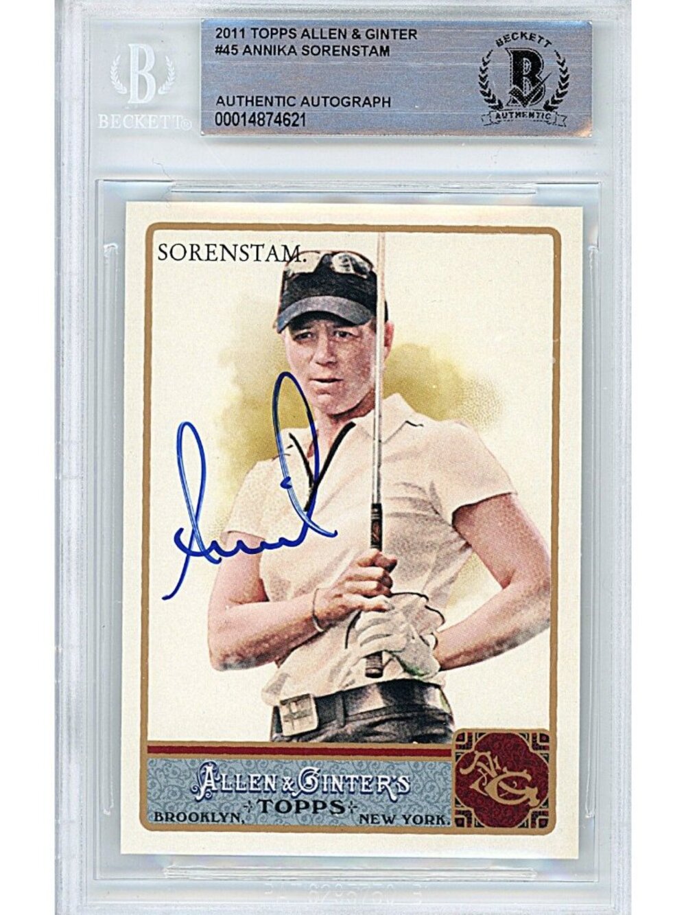 Annika Sorenstam Signed 2011 Allen Ginters LPGA Golf Card Beckett Slab Autograph